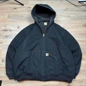 crazy faded black carhartt j130 made in USA workwear heavyweight jacket